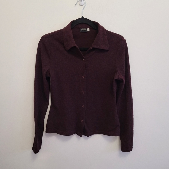 Vintage Tops - VINTAGE Jacob Whimsigoth Eggplant Jacquard Blouse
